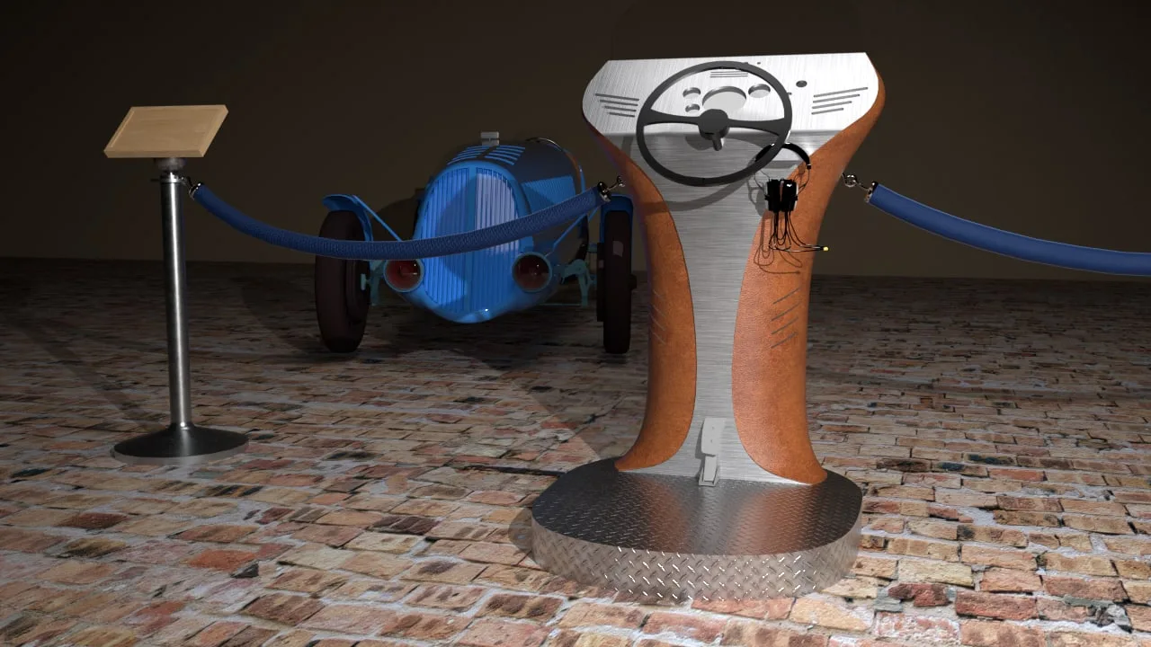 The Live Car stand next to the exhibited car — visualization