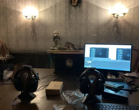 Setting up the rig inside the room
