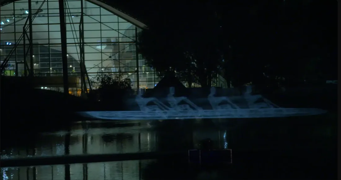 Fountain projection mapping at the opening of the European Championships in Munich
