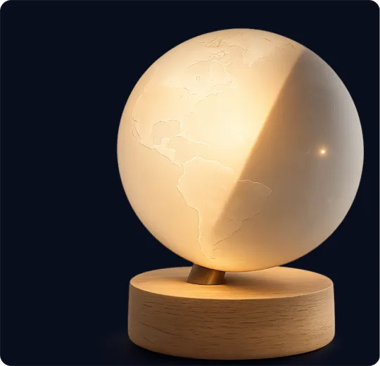 SOLARIS frosted globe lamp, lit from within