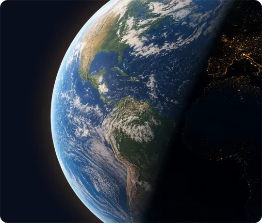 Earth from space with the day / night terminator